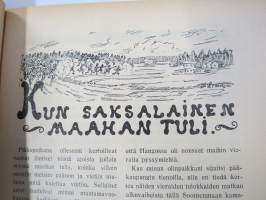 Punanen Viesti (Punainen wiesti) 1920 - Sosialidemokraattinen kevätjulkaisu, propagandistinen, osin tosipohjaista tekstiä, osin kaunokirjallista, kansikuvitus