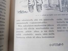 Punanen Viesti (Punainen wiesti) 1920 - Sosialidemokraattinen kevätjulkaisu, propagandistinen, osin tosipohjaista tekstiä, osin kaunokirjallista, kansikuvitus