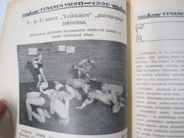 Punanen Viesti (Punainen wiesti) 1920 - Sosialidemokraattinen kevätjulkaisu, propagandistinen, osin tosipohjaista tekstiä, osin kaunokirjallista, kansikuvitus