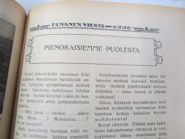 Punanen Viesti (Punainen wiesti) 1920 - Sosialidemokraattinen kevätjulkaisu, propagandistinen, osin tosipohjaista tekstiä, osin kaunokirjallista, kansikuvitus