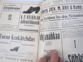 Punanen Viesti (Punainen wiesti) 1920 - Sosialidemokraattinen kevätjulkaisu, propagandistinen, osin tosipohjaista tekstiä, osin kaunokirjallista, kansikuvitus