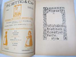 Punanen Viesti (Punainen wiesti) 1916 - Sosialidemokraattinen kevätjulkaisu, propagandistinen, osin tosipohjaista tekstiä, osin kaunokirjallista, kuvitusta