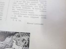 Punanen Viesti (Punainen wiesti) 1916 - Sosialidemokraattinen kevätjulkaisu, propagandistinen, osin tosipohjaista tekstiä, osin kaunokirjallista, kuvitusta