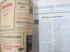 Punanen Viesti (Punainen wiesti) 1910 - Sosialidemokraattinen kevätjulkaisu, propagandistinen, osin tosipohjaista tekstiä, osin kaunokirjallista, kuvitusta