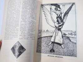 Punanen Viesti (Punainen wiesti) 1910 - Sosialidemokraattinen kevätjulkaisu, propagandistinen, osin tosipohjaista tekstiä, osin kaunokirjallista, kuvitusta