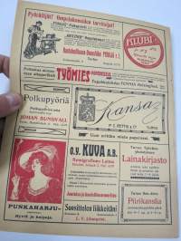 Punanen Viesti (Punainen wiesti) 1910 - Sosialidemokraattinen kevätjulkaisu, propagandistinen, osin tosipohjaista tekstiä, osin kaunokirjallista, kuvitusta