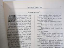 Punanen Viesti (Punainen wiesti) 1913 - Sosialidemokraattinen kevätjulkaisu, propagandistinen, osin tosipohjaista tekstiä, osin kaunokirjallista, kuvitusta