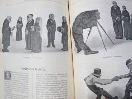 Punanen Viesti (Punainen wiesti) 1913 - Sosialidemokraattinen kevätjulkaisu, propagandistinen, osin tosipohjaista tekstiä, osin kaunokirjallista, kuvitusta