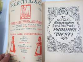 Punanen Viesti (Punainen wiesti) 1917 - Sosialidemokraattinen kevätjulkaisu, propagandistinen, osin tosipohjaista tekstiä, osin kaunokirjallista, kuvitusta