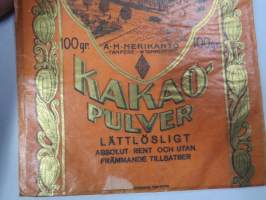 Kaakaojauhetta - Kakaopulver - A.M. Merikanto, Tampere - Tammerfors -pussi / tuotepakkaus