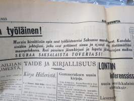 Ajan Suunta 1933 nr 142, ilmestynyt 23.6.1933, sis. mm.; Ketunraudat loksahtivatr Saksassa, He tulevat -laulu sanat Reino Hirviseppä, Vaaliehdokkaita, ym.