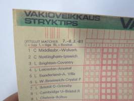 Veikkauskuponki - Vakioveikkaus - Stryktips 7-8.3.1981, nr 751297