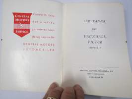 Vauxhall Victor 1959 Handbok -käyttöohjekirja, ruotsinkielinen