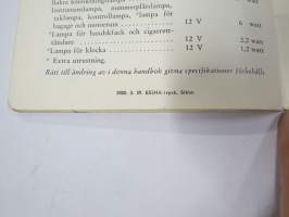 Vauxhall Victor 1959 Handbok -käyttöohjekirja, ruotsinkielinen