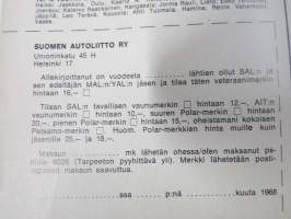 Auto ja Liikenne 1968 nr 10, sis. mm. seur. artikkelit / kuvat / mainokset; Kansikuva AMX, Champion Turbotulppa, Thai International, Autoilijan veroprässi, Austin