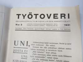 Työtoveri 1931 nro 3 - Osuuskauppain toimihenkilöiden ammattilehti, mm. mainontaan liittyviä artikkeleita ja materiaalia
