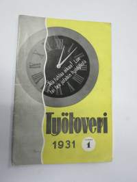 Työtoveri 1931 nro 1 - Osuuskauppain toimihenkilöiden ammattilehti, mm. mainontaan liittyviä artikkeleita ja materiaalia