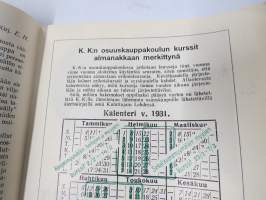 Työtoveri 1931 nro 1 - Osuuskauppain toimihenkilöiden ammattilehti, mm. mainontaan liittyviä artikkeleita ja materiaalia