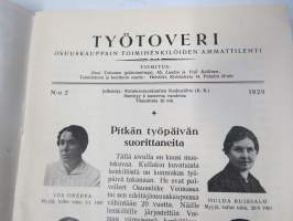 Työtoveri 1929 nro 2 - Osuuskauppain toimihenkilöiden ammattilehti, mm. mainontaan liittyviä artikkeleita ja materiaalia - Huomaa Fogelin Pekka Puupää kansikuvassa