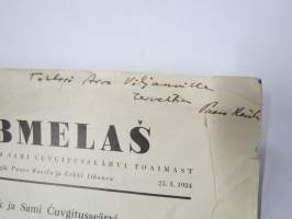 Sabmelas 1934 nr 1 -lehden ensimmäinen ilmestynyt numero