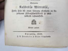 Aikainen valmistus kuolemaan, Ilmoitettu koska Nousiaisten Seurakunnan Kirkkoherra... Abraham Achrenius 28.9.1769, ilman edelläkäywäistä.... edespantu 2 wirrestä