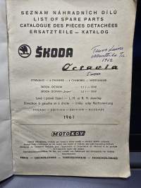 SKODA OCTAVIA 1961 Varaosaluettelo.
