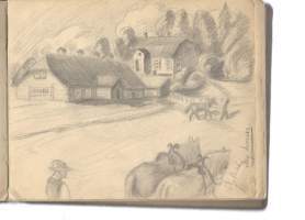 Piirustuskansio 1927 Kyllikki Knaapi yht 28 lehteä