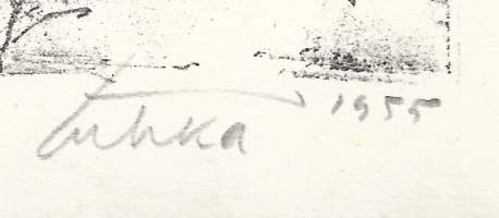 Aukusti Tuhka, Lappi litografia sign 1955,  35x26 cm  kehystämätön