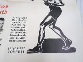 Kansainväliset nyrkkeilyt VPK:n talossa 1935 (Turku) mukana 4 Neuvostoliiton maaottelumiestä Valeri Agadsanov, Eugeni ogurenkov, Viktor Mihailov, Konstantin Rikunov