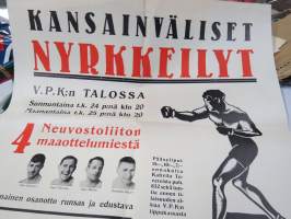 Kansainväliset nyrkkeilyt VPK:n talossa 1935 (Turku) mukana 4 Neuvostoliiton maaottelumiestä Valeri Agadsanov, Eugeni ogurenkov, Viktor Mihailov, Konstantin Rikunov