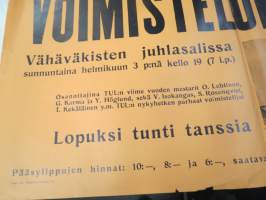 Maarian Pyrkivä - Telinevoimistelukilpailut 1935 Vähäväkisten juhlasalissa, mukana Vipurin Toverti permantovoimistelunäytös