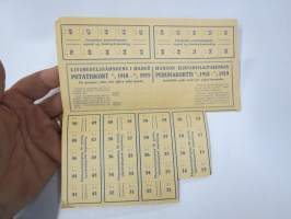 Hangon Elintarvikelautakunnan perunakortti 1918-1919 henkilöille jotka eivät itse viljele perunoita - Livsmedelsnämndens i Hangö Potatiskort