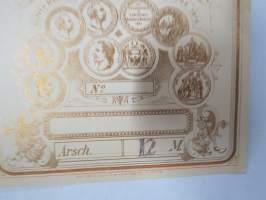 Forssa Aktie-Bolag - För 1870 års Exposition - Silvermedalj Helsingfors 1876 - 1882 -kangaspakan etiketti