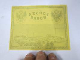 Forssa Works (Forssa Aktiebolag, Axel Wahren), 1880-luku -kangaspakan etiketti, englanninkielinen