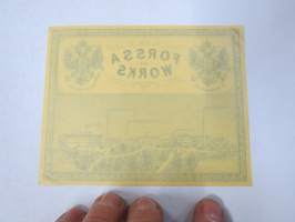 Forssa Works (Forssa Aktiebolag, Axel Wahren), 1880-luku -kangaspakan etiketti, englanninkielinen