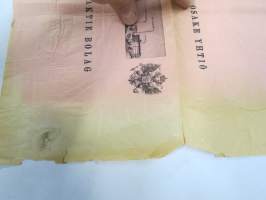 Forssa Aktiebolag 1880-luku -kangaspakan etiketti / pakkauskääre