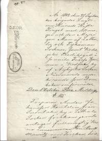 Veroleimapaperi 3 kop kohopainoleima  Kamreeri J C Lanner  Vesileimapaperi 1842