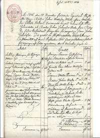 Veroleimapaperi 4 kop kohopainoleima  Kamreeri J C Lanner  Vesileimapaperi 1846