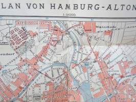 Richter´s Hamburg - Altona und Umgegend. Mit einem grossen Stadtplan und zahlreichen Karten und Plänen. -matkaopas + kartta