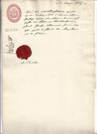 Veroleimapaperi 12 kop kohopainoleima  Kamreeri L O Prytz  TERVAKOSKI vesileima1852