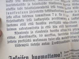 Wene- ja laiwanrakennuskurssi saaristolaisille - Turun Teollisuuskoulu -1800-luvun lopun juliste, ultraharvinainen!