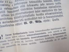 Wene- ja laiwanrakennuskurssi saaristolaisille - Turun Teollisuuskoulu -1800-luvun lopun juliste, ultraharvinainen!