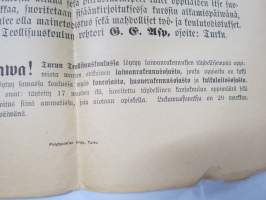 Wene- ja laiwanrakennuskurssi saaristolaisille - Turun Teollisuuskoulu -1800-luvun lopun juliste, ultraharvinainen!