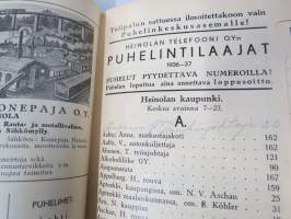 Heinolan puhelinluettelo 1936-37
