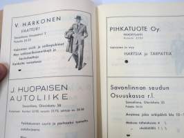 Savonlinnan ja ympäristön puhelinluettelo 1944, sisältää myös erillisen lisäluettelon