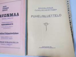 Savonlinnan ja ympäristön puhelinluettelo 1955, sisältää myös erilliset lisälehdet