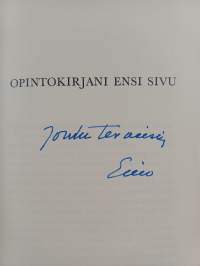 Opintokirjani ensi sivu (signeerattu, tekijän omiste)