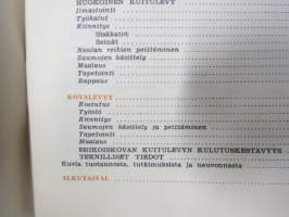 Kuitulevyopas 1951 - Tee se itse kuitulevystä tai huokoisesta kovalevystä, perusteellinen opas rakentajille - valmistajatehtaitten yhteisen yhdistyksen julkaisu