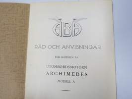 Archimedes - Handbok i skötseln av utombordsmotorn Archimedes Modell A -käyttöohjekirja