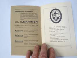 Kahvila Aula, Viipuri - Hinnasto 1935